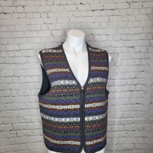 Tally Ho Vintage Gray Wool Vest with Zip Front Size M